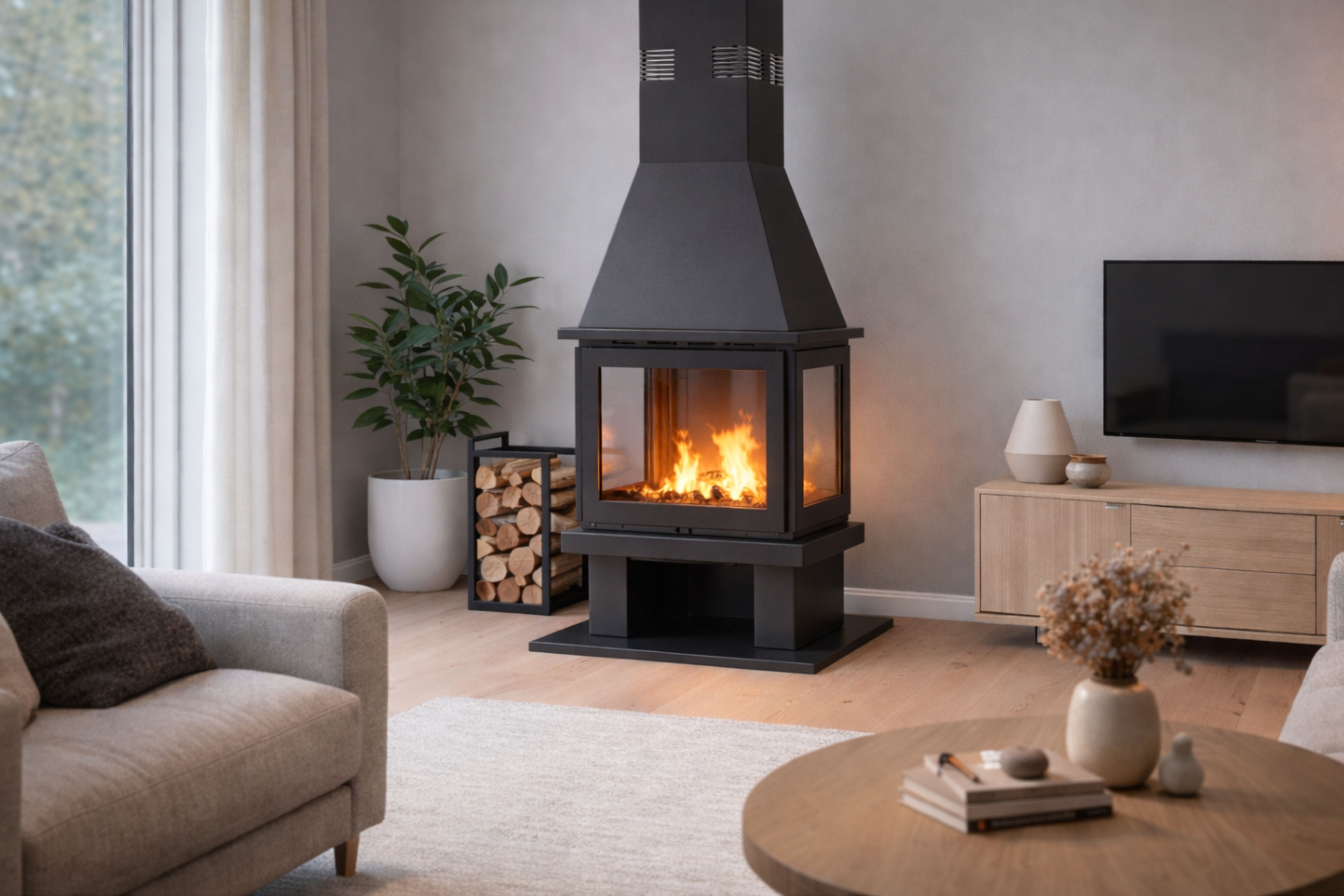 Kominek opalany drewnem